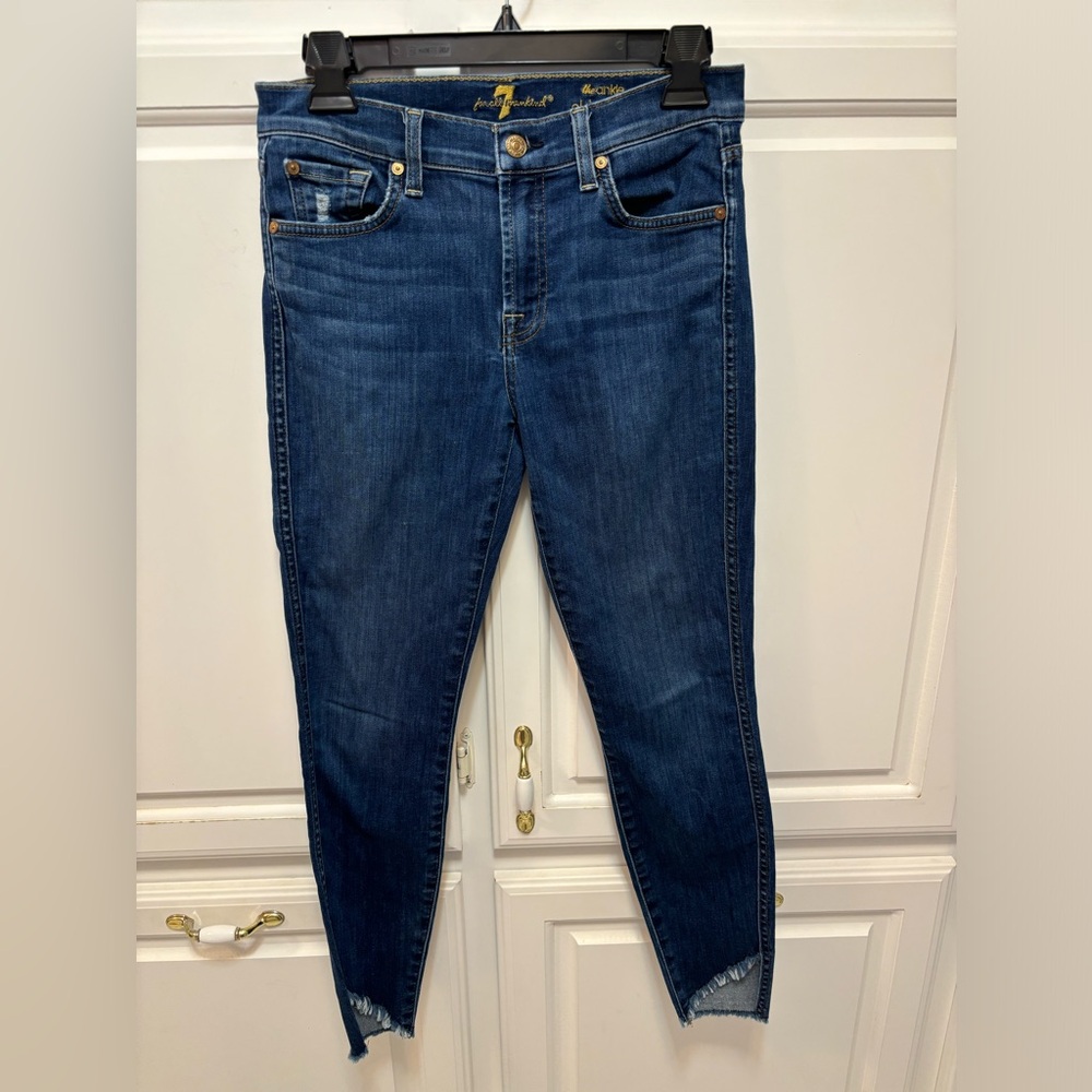 7 For All Mankind "the ankle" Skinny Blue Jeans Pants Women’s Size 28